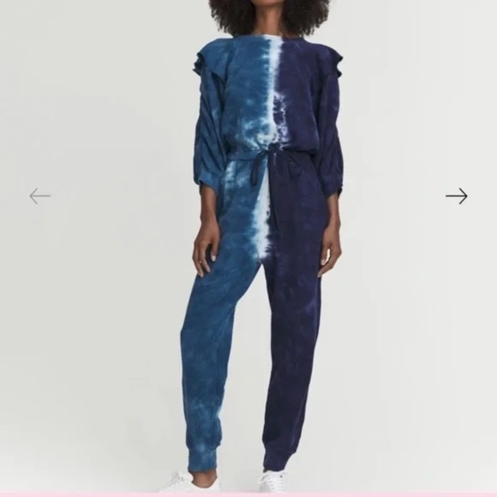 Something Navy | Meghan Tie Dye Ruffle Sleeve Jumpsuit
